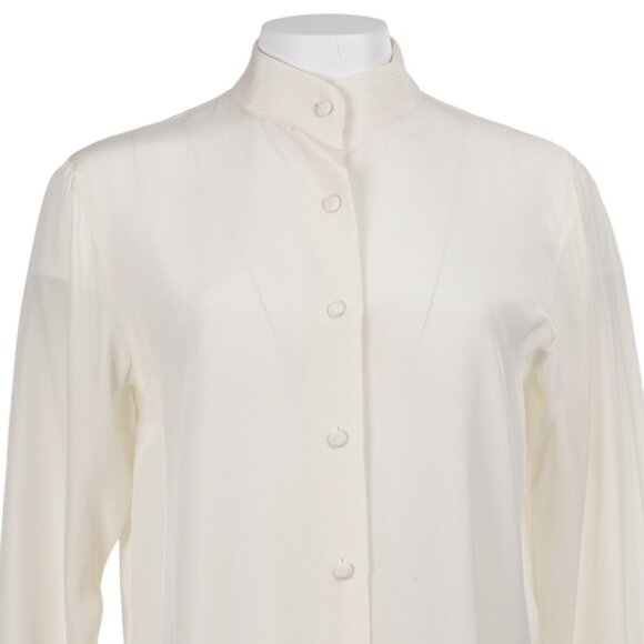 NWT DIANE VON FURSTENBERG Vintage Top XS Ivory Silk Long Sleeve Button Up Blouse - Picture 2 of 13